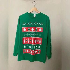 SAM ADAMS Boston lager festive holiday beer Christmas t-shirt sz L long sleeve
